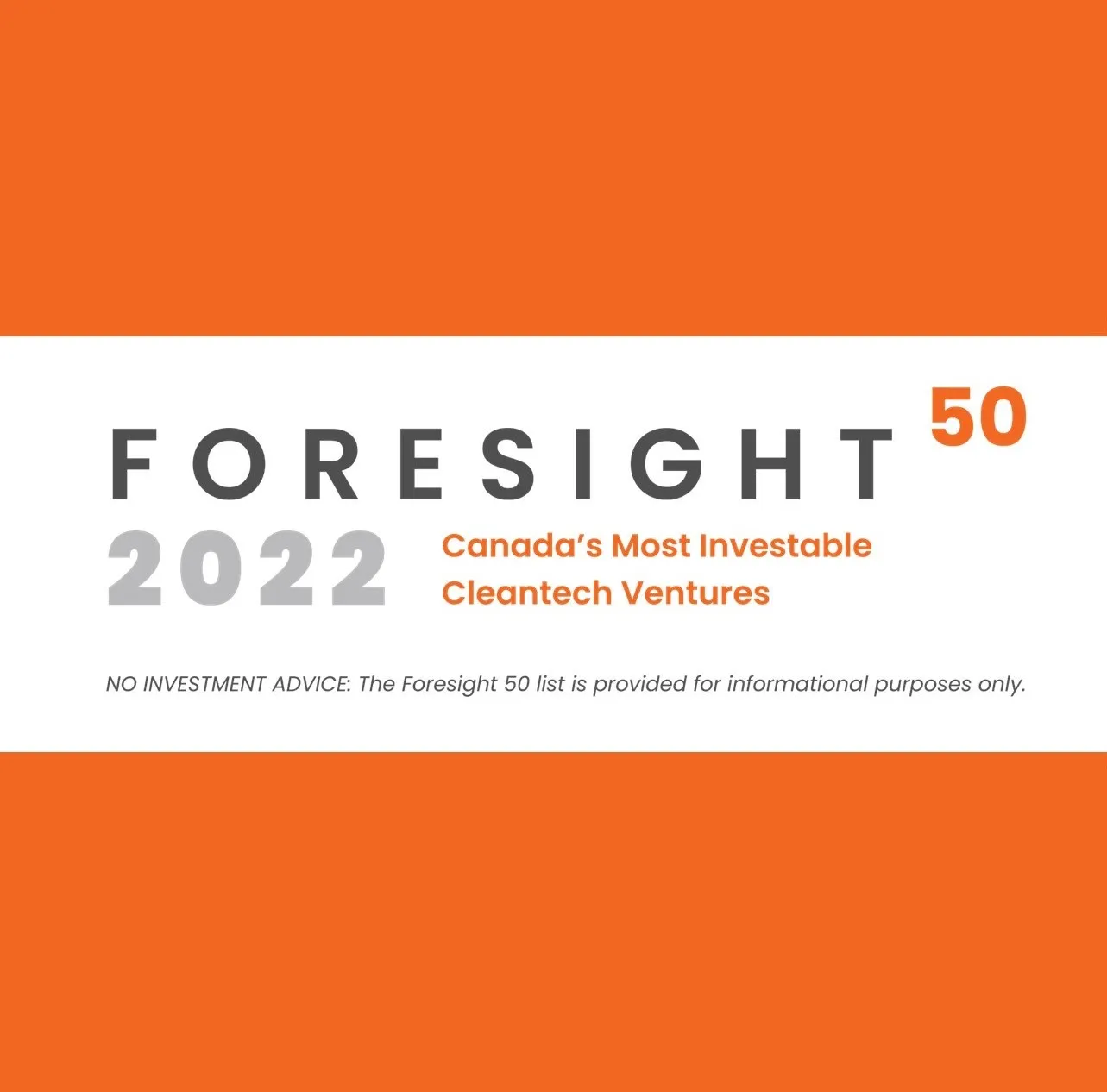 LWR RECOGNIZED AS ONE OF THE COUNTRY’S MOST INVESTABLE CLEANTECH VENTURES BY FORESIGHT CANADA